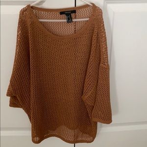 rust colored open knit sweater top from forever 21